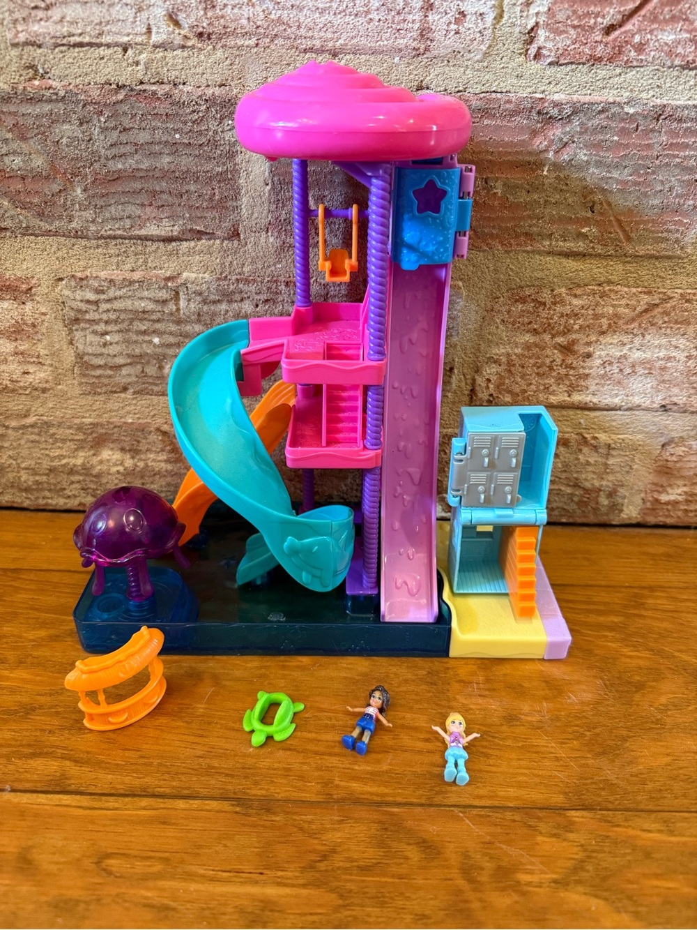 Pink & Teal Doll Playset Tower with Slide and Accessories